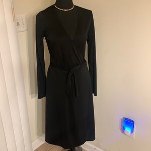 🌹 Vintage V2K The Limited Beautiful Black Long Sleeve Classic Wrap Dress